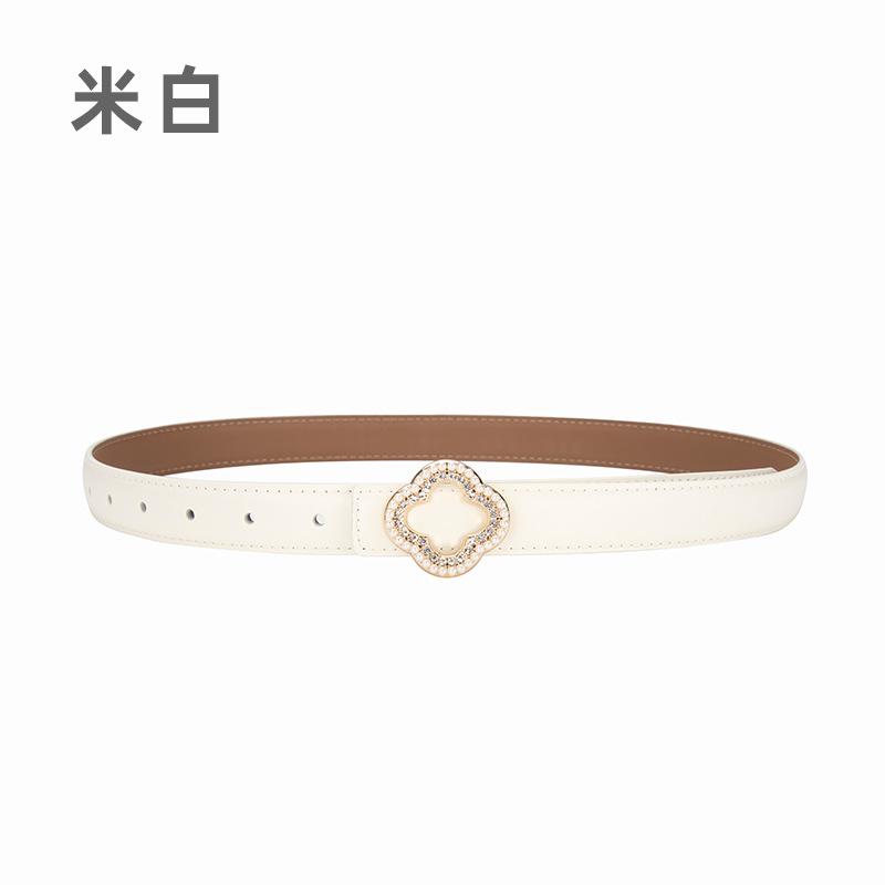 Flower Diamond Buckle, Genuine Leather Two-Layer Cowhide Belt, Women'S Decorative Jacket With Jeans Belt