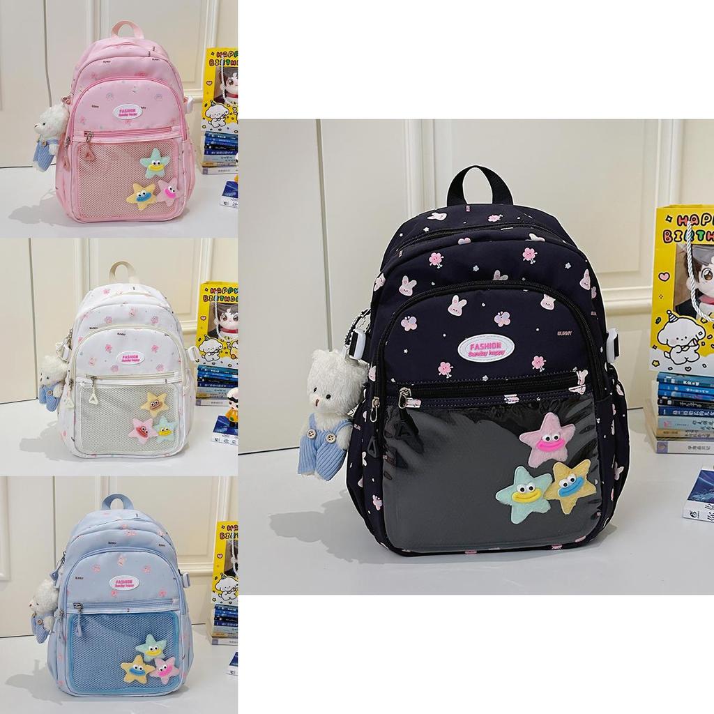 Urbaner Minimalistischer Nylon-Rucksack Für Die Schule Mit Letter-Hase Und Schmetterlings-Print-Design Für Teenager Und Schüler