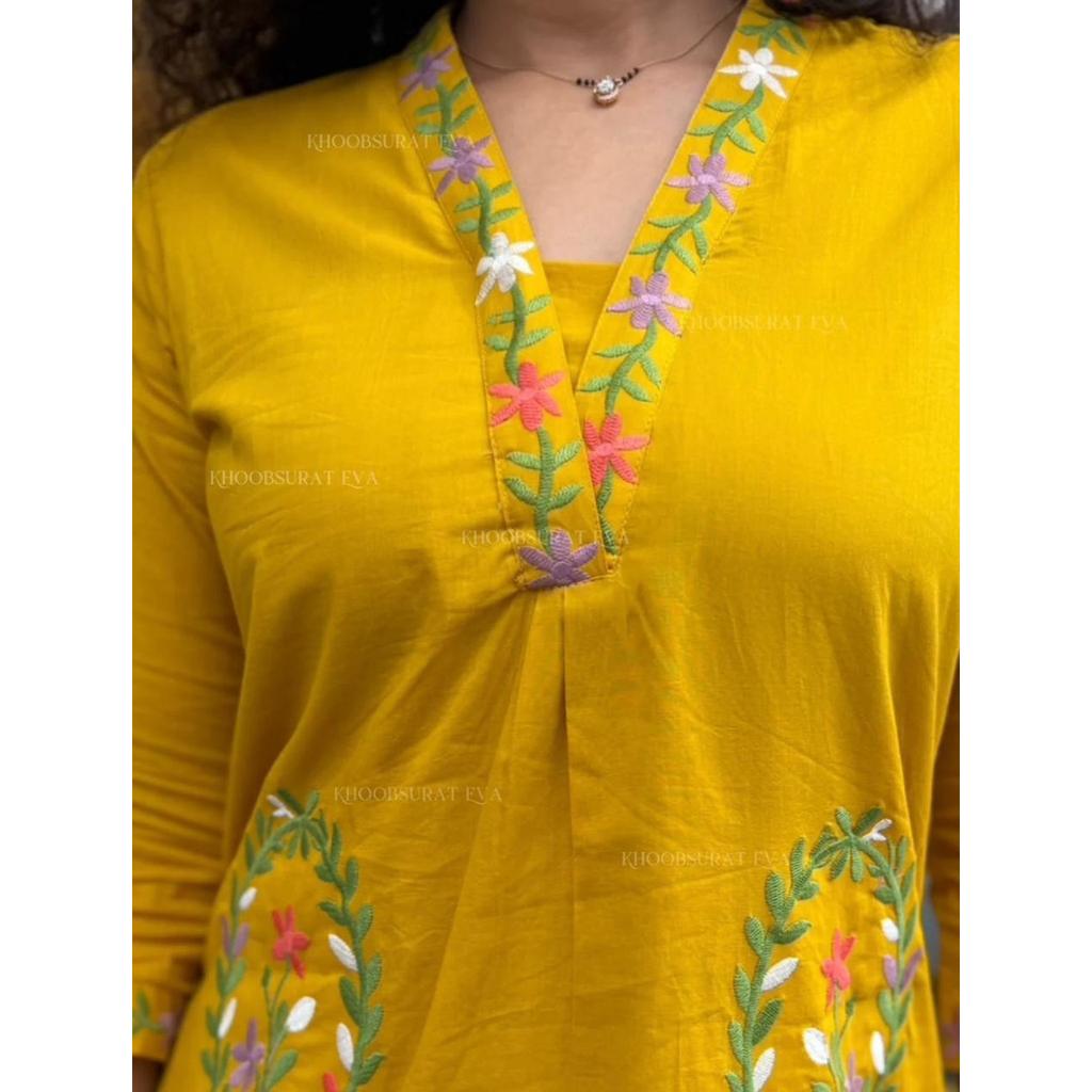 Women Office Wear Aline Kurti Cord Set Indian Designer Ethnic Kurta Palazzo Set