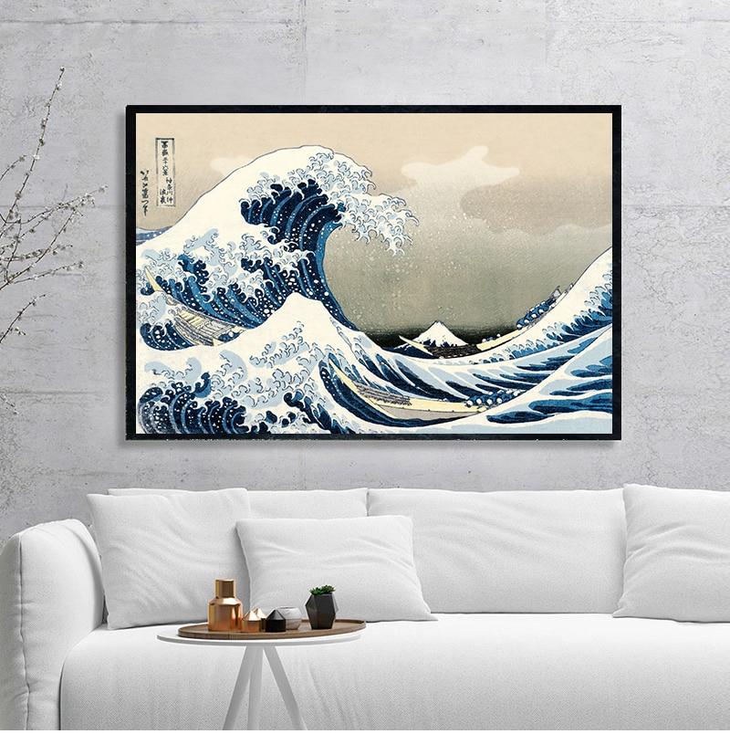 Original Kanagawa Surfing Katsushika Hokusai Canvas Painting Print Picture Poster Wall Bedroom Home Decoration No Frame