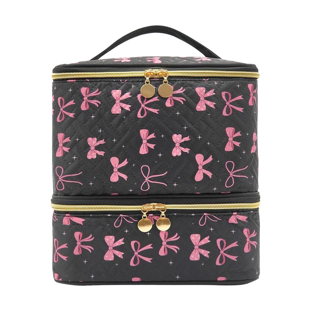 

Nail Organizers And Storage Makeup Holder Bag With Black Bow Design Nail Box For Manicure Pedicure Care Grooming Hair Art Beauty