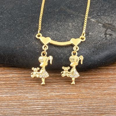 

Nidin New Family Boys Girl Gold Plated Zircon Necklaces Pendants For Women Men Kids Jewelry Colares Feminino Masculino Gift