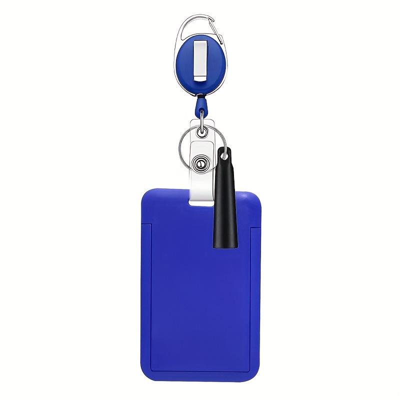 Multicolor Zinc Alloy High Resilience Solid Color Keychain Badge Holder with Pen Sleeve Retractable Easy Pull Buckle