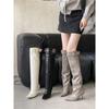 2025 Autumn and Winter New Pointed Thin Heel High Heel Thin Belt Buckle Wide Tube Straight Boots Tall Female Internet Celebrity Boots Female