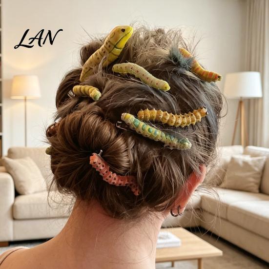 Lifelike Insect Hair Pins Halloween Caterpillar Clips, Hand Painted Reptile Clip Headpiece, Fashionable Clips for Daily Use Spooky Party Accessories,