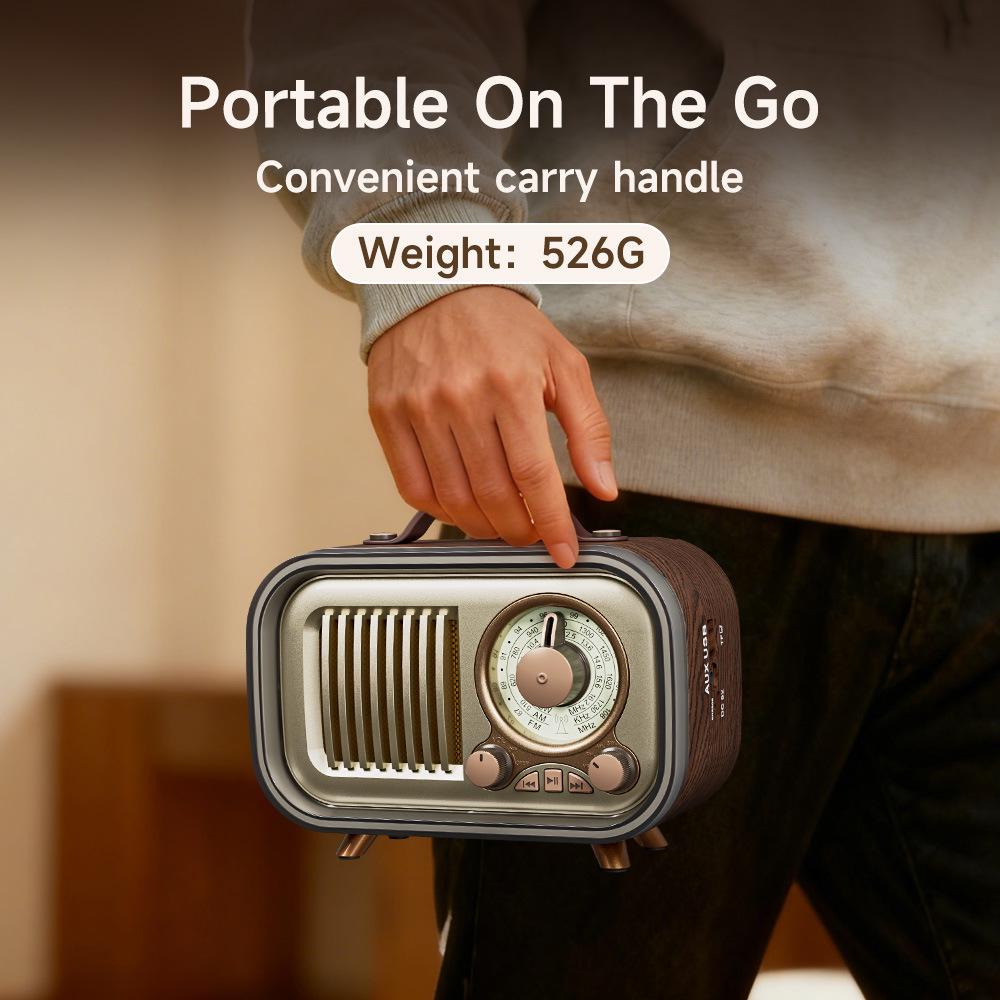 Retro Multifunctional Bluetooth Speaker with Radio, Portable Wireless Outdoor and Home Audio, Multi-band, Card Compatible.