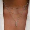 925 Silver Three-Layer Stacking Necklace Women Simple Strip Pendant Waterproof Hypoallergenic Collarbone Chain Jewelry