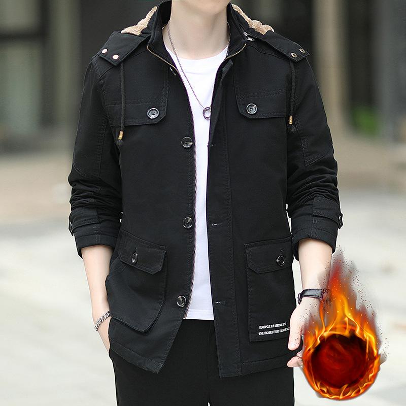 

Ветрозащитное теплое пальто мужское осенне-зимнее новое спортивное мужское бархатное утолщенное худи модное 5XL