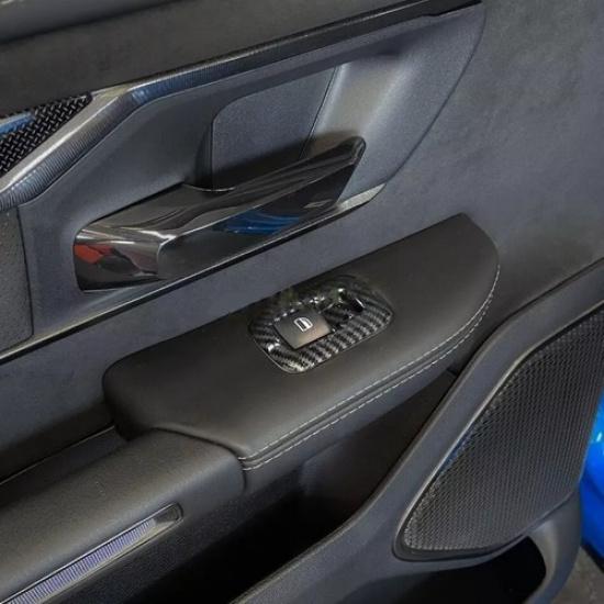 Carbon Fiber Door Window Switch Panel Cover Trims For -2024 Ram 1500