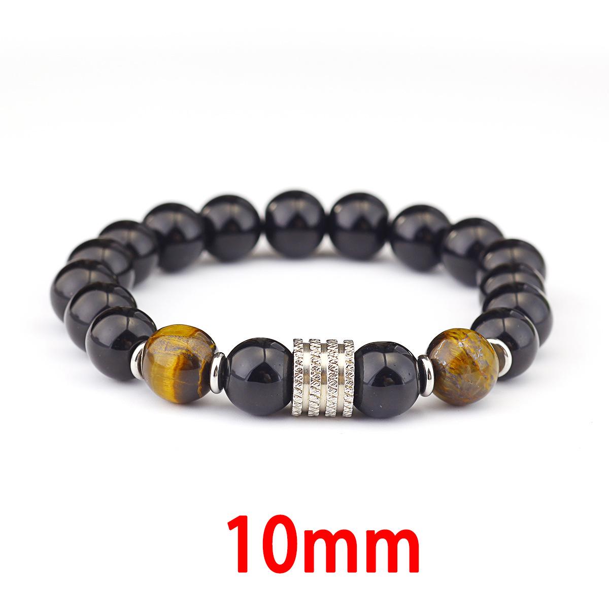 

Мужской блестящий черный браслет из камня тигровый глаз из нержавеющей стали
