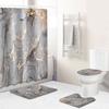Grey Fashionable Golden Marble Patterned Bathroom Shower Curtain Waterproof
