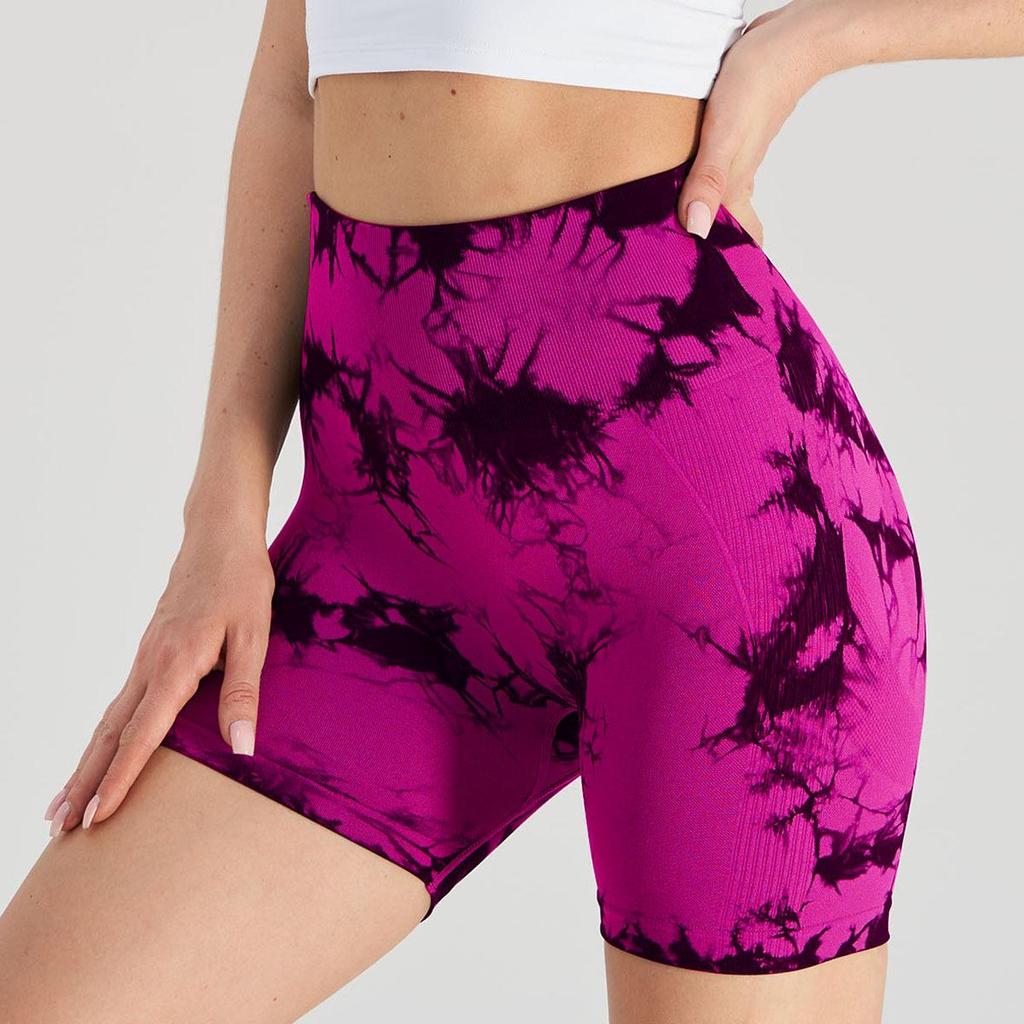 High Waist Tie-Dye Yoga Shorts for Women - Tummy Control & Butt Lift, Sports Fitness Style