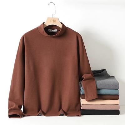 Halbhoher Kragen Deutscher Samt Warmes Basic-Shirt Herren Übergröße Vielseitiges Langarm-T-Shirt