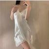 Silklike Satin Chemise For Women With Lace Trim And V Neck For Home Wear