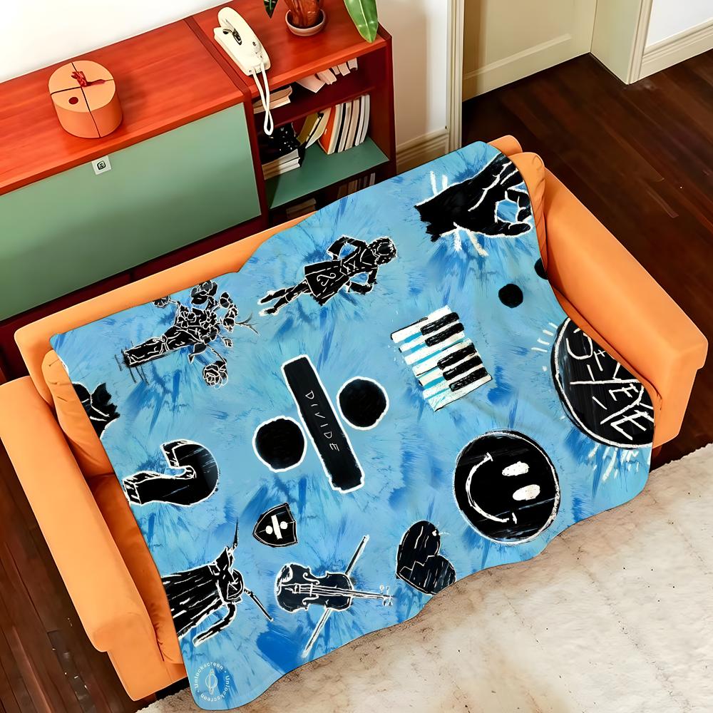Music E-Ed S-Sheeran Throw Flannel Cozy Print Blanket, Portable, Durable Machine Washable Cute Cool