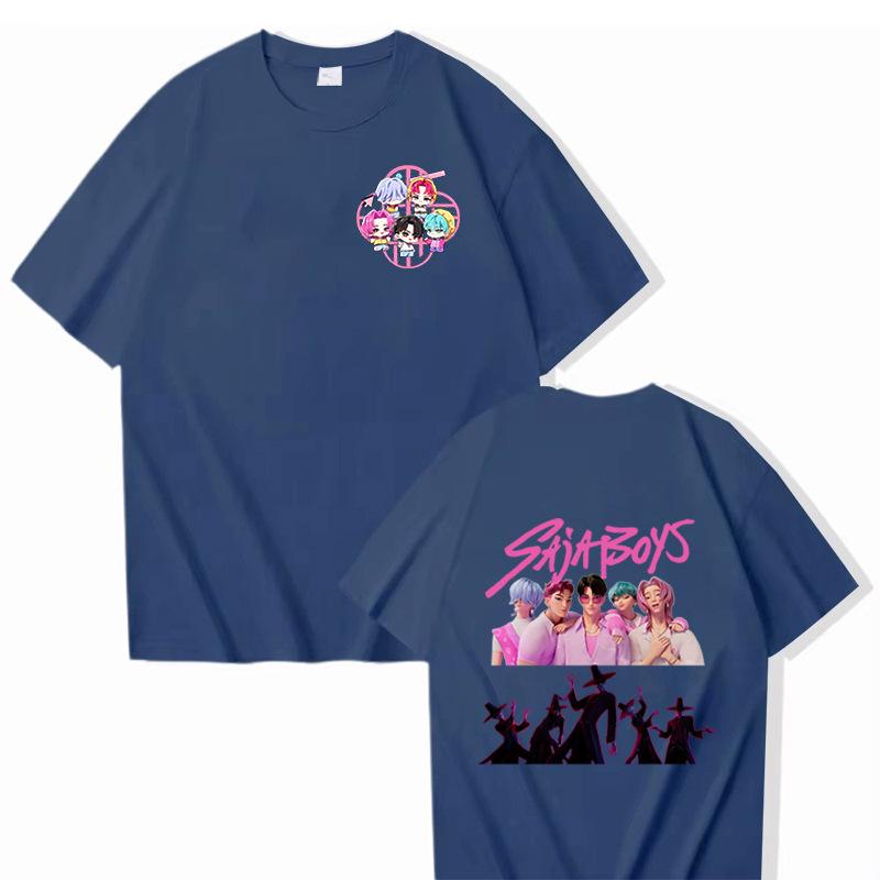 

Saja Boys Мультяшная Повседневная Футболка Kpop Охотники на Демонов Тигр Футболка Женская Мужская Мода Лето Футболка с Коротким Рукавом Уличная Одежда XS темно-синий