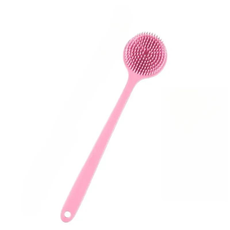 1PC Silicone Bath Brush Long Handle Double-Sided Extended Bathing Scrubbing Massage Brush Back Scrubber for Men and Women