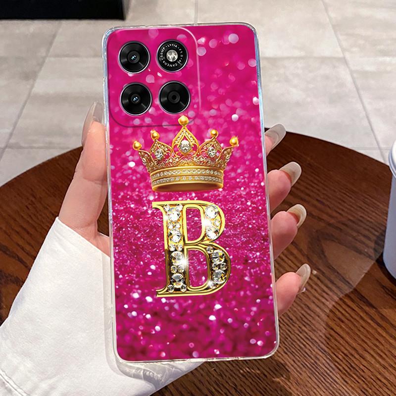 

Newest Crown Letter Couple Phone Case For Motorola Moto G67 G77 Transparent TPU Shockproof Soft Casing For Moto G67 G77 Shell Motorola Moto G67