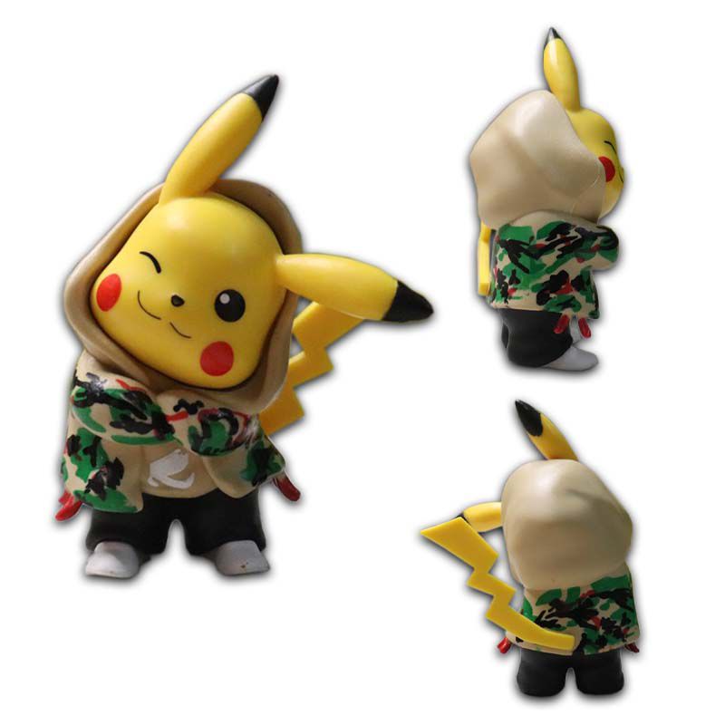 Anime Go Pikachu Denim Clothes Action Figure Cosplay Pocket Decoration