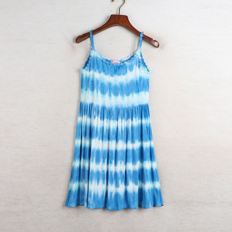 

Sunshine House Lonely Summer New Arrival Export European and American Women s Clothing Gradient Color Striped Camisole Dress Blue Bust size 80-86