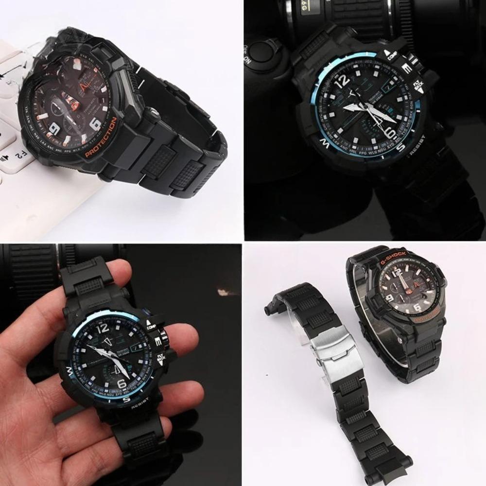 For Casio G-shock Special Convex Interface Fold Buckle Air Fighter Plastic Steel Series GW-A1100 Gw4000 Ga1100 Men Watch Strap