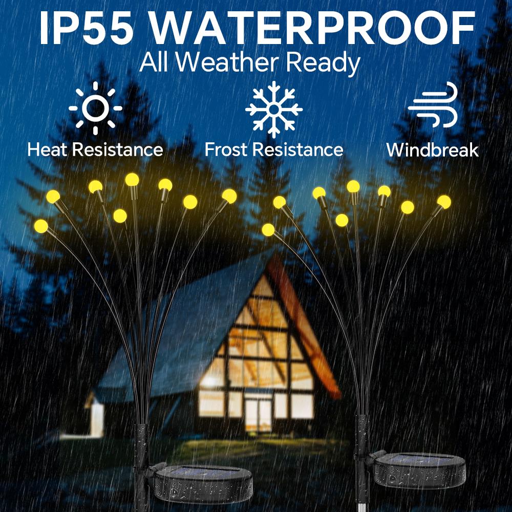 2 Pcs Waterproof LED Solar Powered Garden Lights, Outdoor Lawn Lamp Pathway Fairy Light for Patio, Pathway and Landscape Decors
