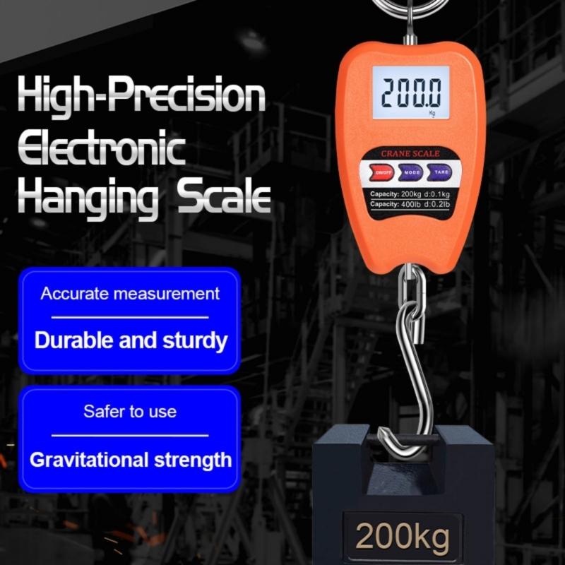 Precise Heavy Duty 200kg Digital Handheld Scale Industrial ABS Construction Multiple Unit Conversion Hanging Hook Design