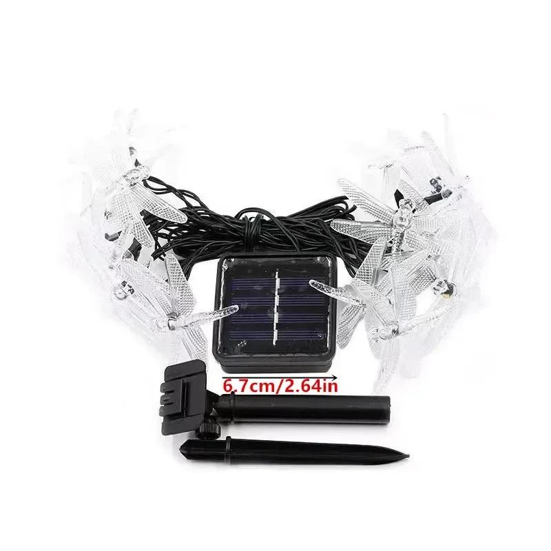 Simulation Dragonfly Outdoor Solar Lamp LED Fairy Light String Wedding Holiday Party Solar Garland for Home Garden Decoration