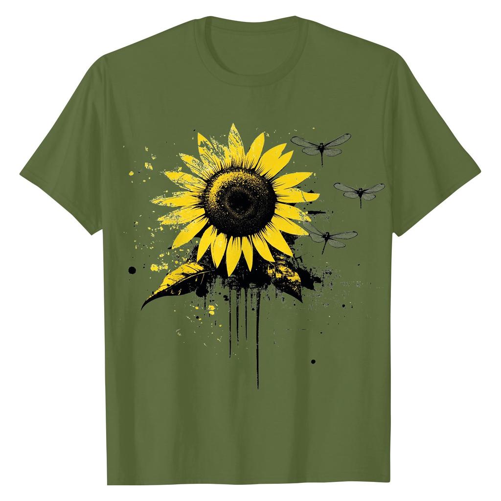 Women's Fashion Casual Printed Short Sleeve Round Neck Pullover Tops