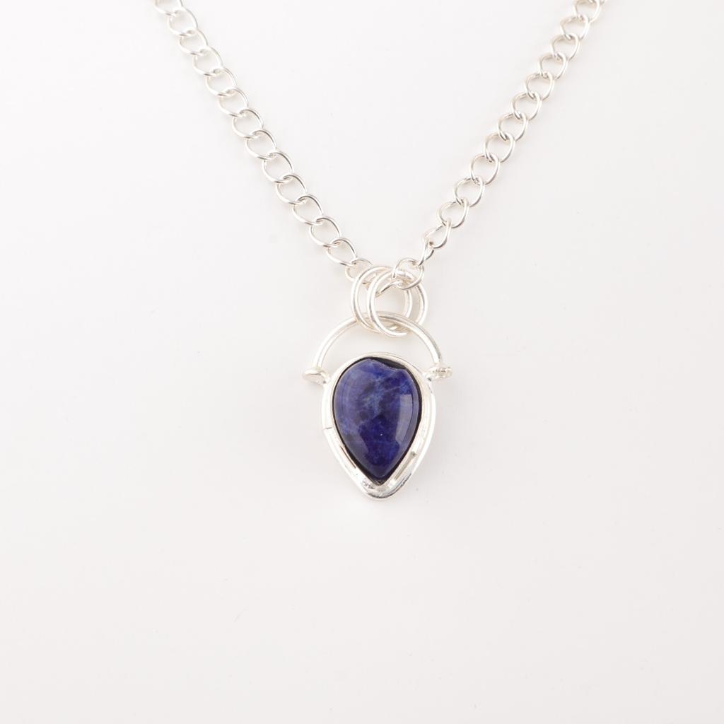 Natural Sodalite Gemstone 925 Sterling Silver Jewelry Handmade Blue Pendant PP-56-28