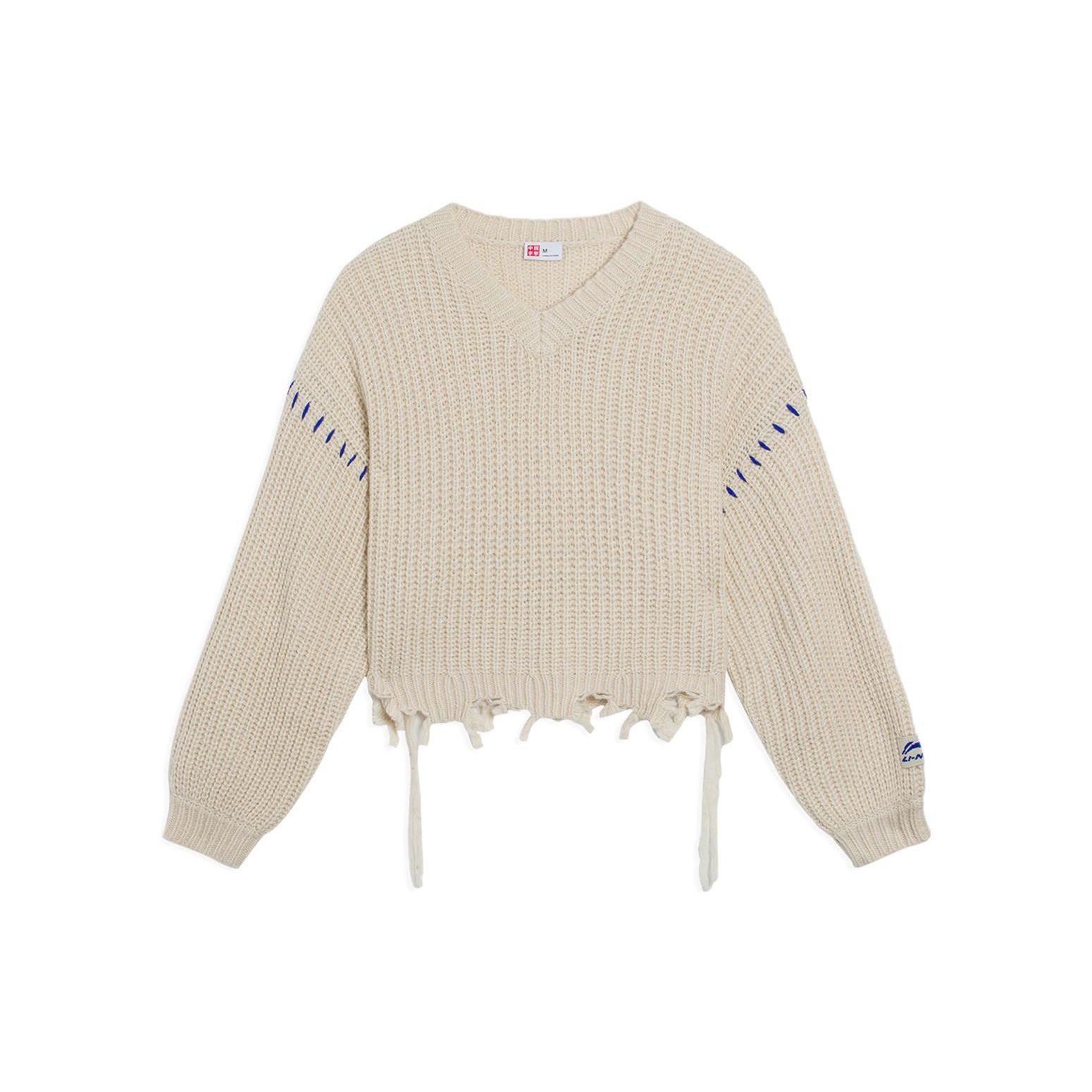 

Li Ning China Series свободный свитер с длинным рукавом вязаный женский свитер овсяно-серый AMBS118-2 XL