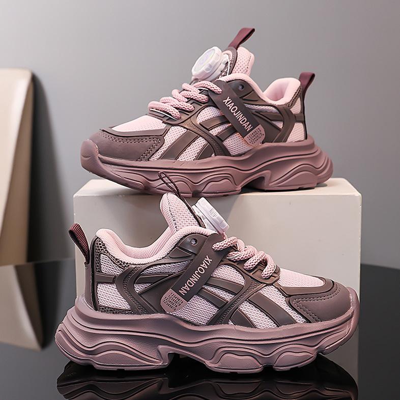 

Girls sneakers 2025 summer children s rotating button dad shoes medium older children s mesh shoes boys running shoes 26
