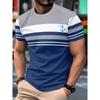 3D-Printed Color-Striped Men's T-Shirt Ship Anchor Pattern Short-Sleeve T-Shirt Harajuku Street Style Round-Neck T-Shirt Apparel