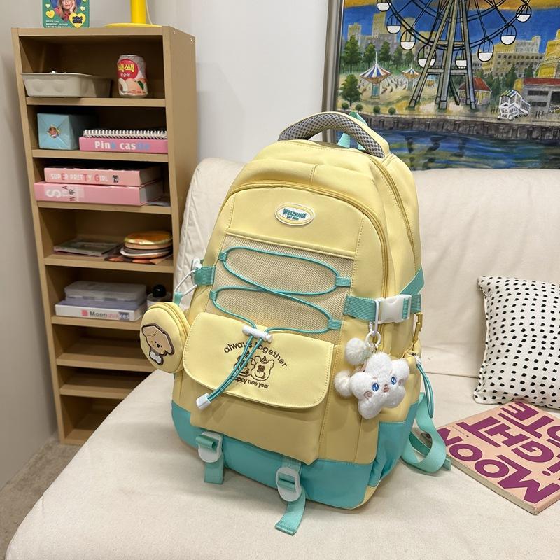 Schoolbag contrasting color simple schoolbag women's 1011 new Korean version ins high-quality backpack for primary and secondary school students