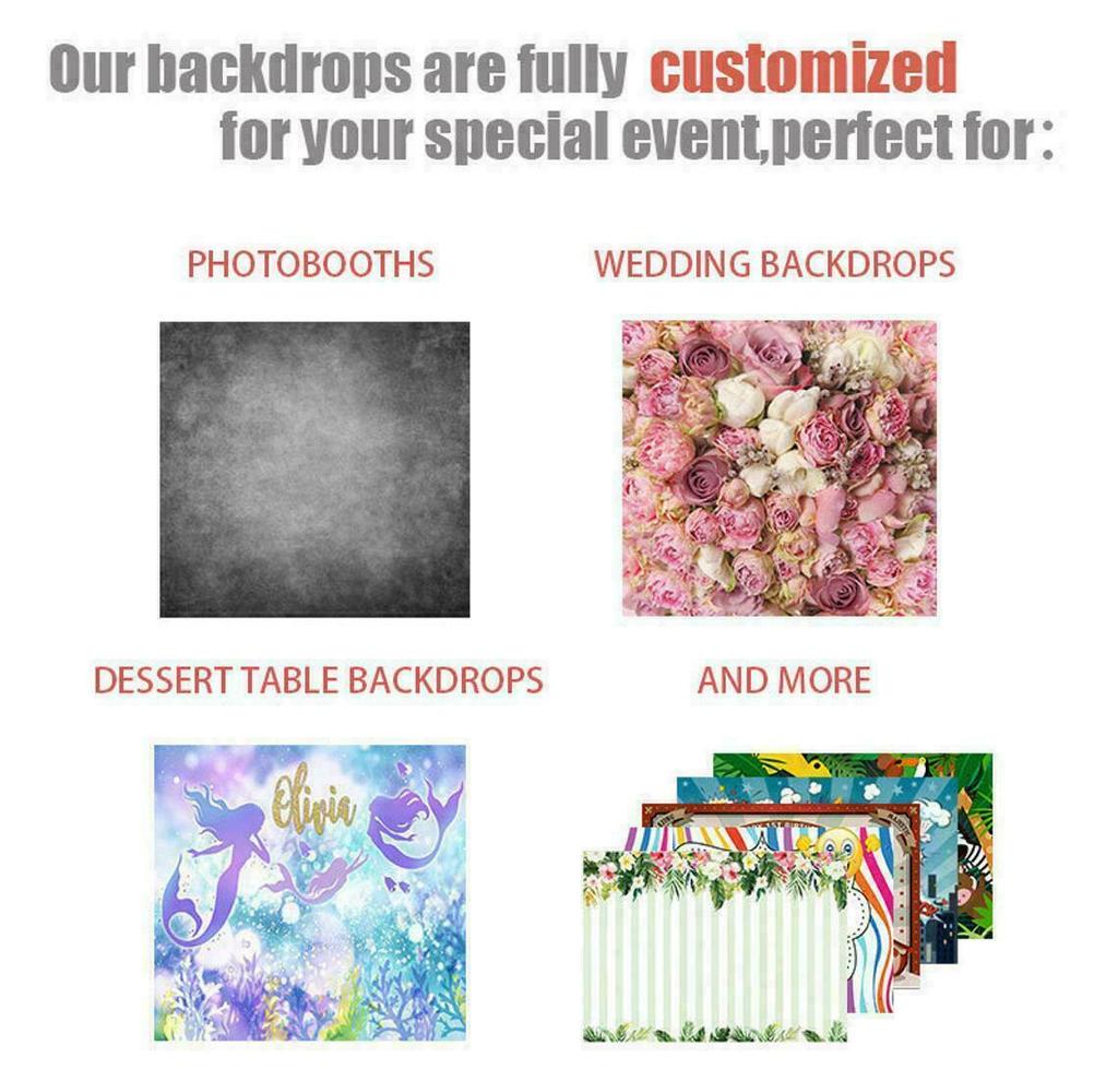 Little Mermaid Backdrop Happy Birthday Kids Photo Background Banner Party Decor