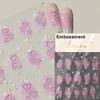 5D Love White English Letter Silver Jelly Nail Art Sticker Line Geometric Pattern Shape Romantic Delicate Manicure Decals