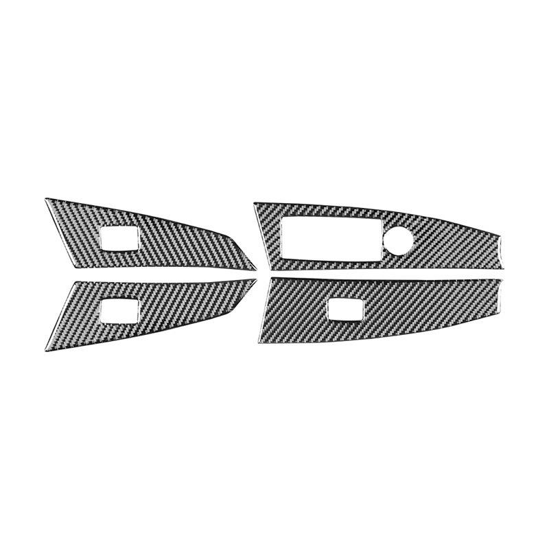 Carbon Fiber Car Power Window Switch Lifter Buttons Panel Interior Decoration Sticker Accessories For BMW 5 Series E60 2004-2007