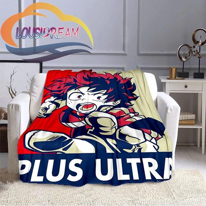 Cartoon My Hero Academia Fleece-teppe, All Over Print, Gaver til ham/hennes mønsterteppe