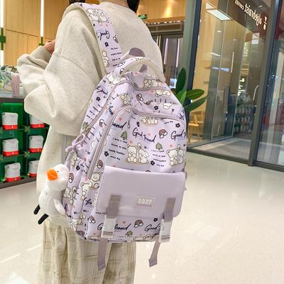 Girls Cartoon School Bag Female High School Student Backpack Male