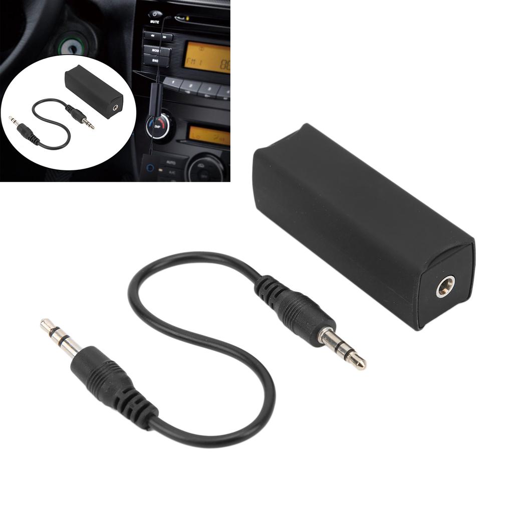 3.5mm 0.14in Ground Loop Noise Filter Isolating Black 20HZ‑20KHZ for Car Home Stereo System