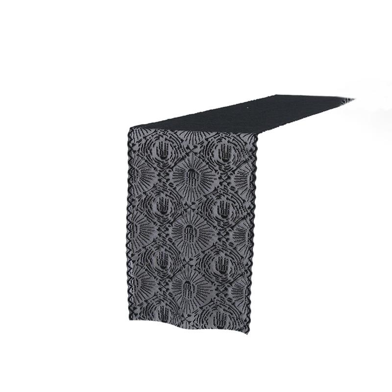 

1 шт., домашний декор, черная скатерть, украшение для праздничного стола, кружевная паутина, скатерть на Хэллоуин, скатерть 30*150