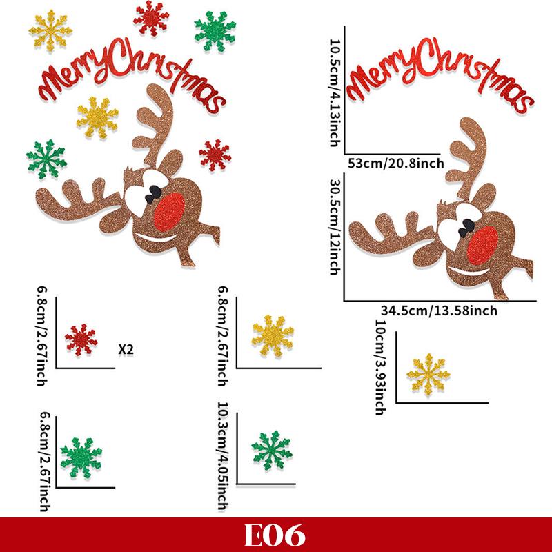 Christmas Door Window Stickers Felt Cloth Cartoon Snowman Santa Claus Elk Wall Sticker for Winter Xmas Noel Happy New Year Decor