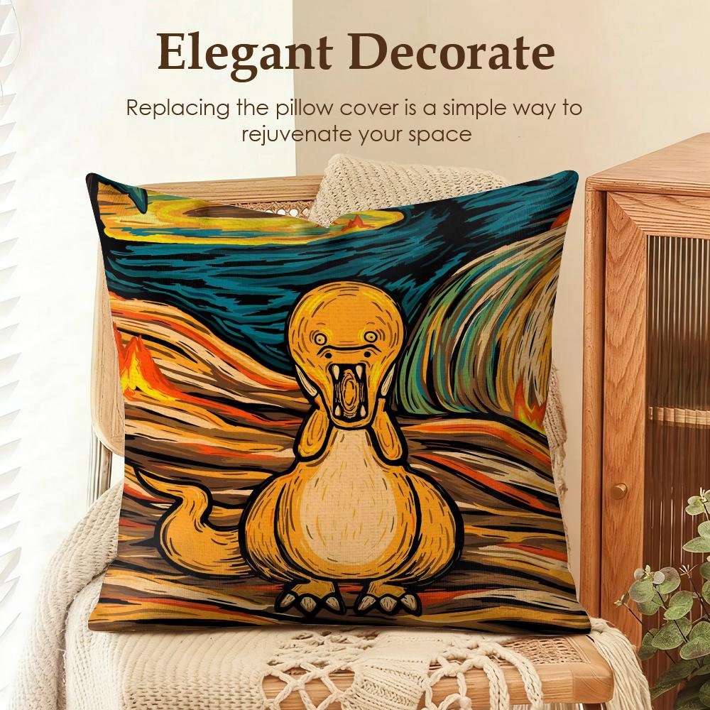 Edvard Munch The Scream Funny Cushion Cover Natural Linen Organic Fabric DoubleSided Printing Sofa Home Decor Gift Pillow Case