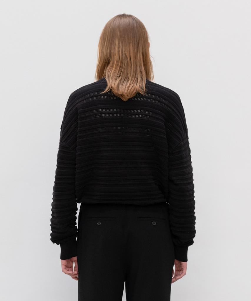 MINAV Punching Round Long Sleeve Knit [Black]