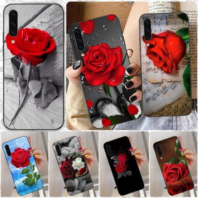 Carcasă Telefon Floare Trandafir Roșu Pentru Samsung A91 A81 A73 A72 A71 A30S A20 A12 A13 A52 A53 4G 5G Capac Telefon Moale Negru