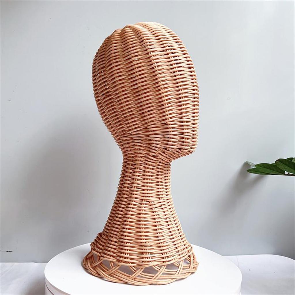 Elegant Hat And Wig Holder Rattan Crafted Mannequin Head Headwear Showcase Rack For Fashion Enthusiasts
