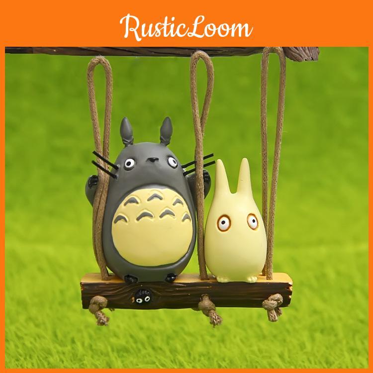 Totoro My Neighbor Swing Cat Scene Mini Model Ornament For Garden Decoration