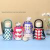 Retro Plaid Stainless Steel Thermos Flask with Portable Rope - Insulated Sip Cup for Students