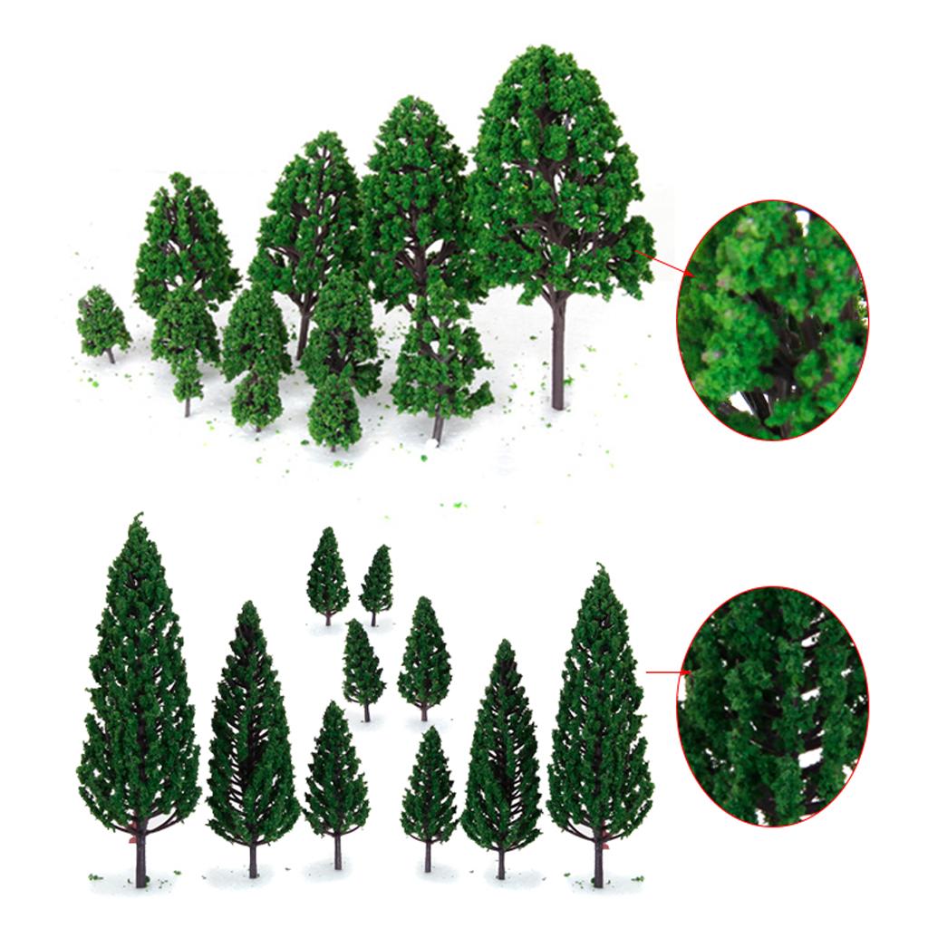 22 piece Train Landscape 6.3 Cm Green Architecture Trees