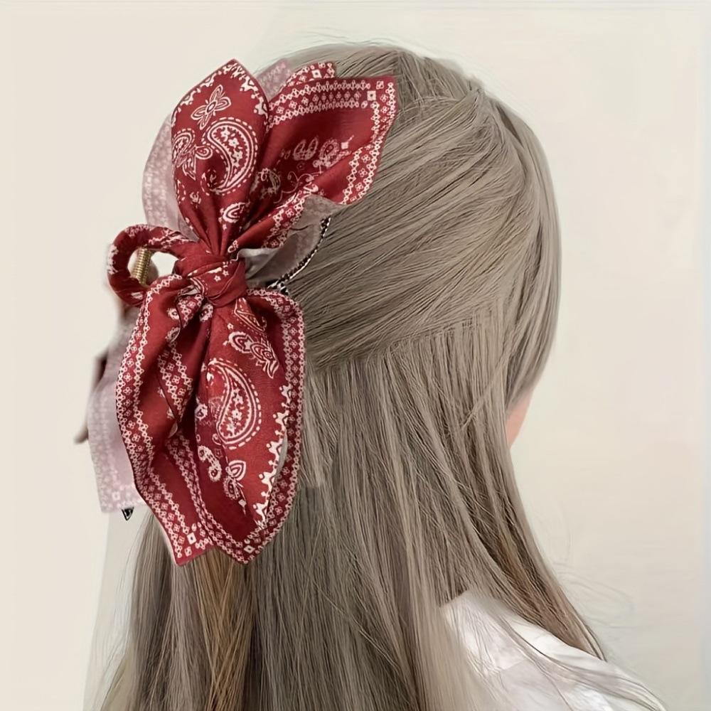 Retro Coffee Color Cashew Flower Claw Clip For Women Trend Large Bow Hair Claw Hairpins Back Of Head Shark Clip Hair Accessories